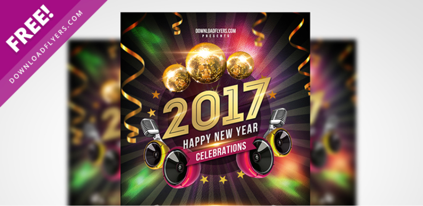 New Year 2017 Party Flyer Free PSD