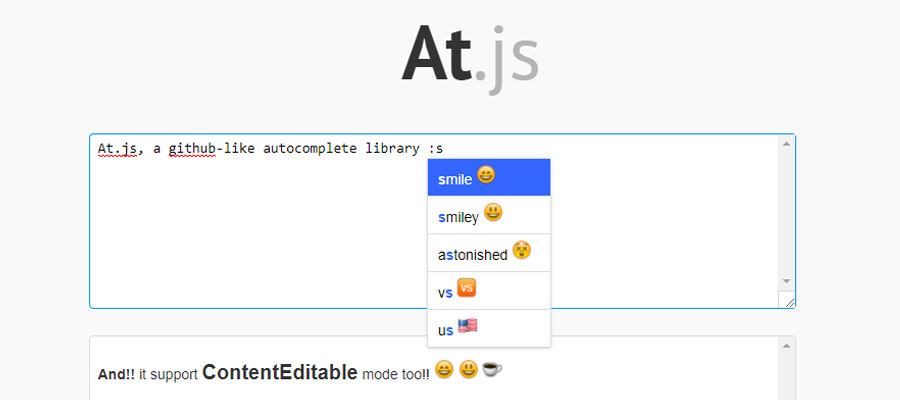 At.js – Autocomplete library