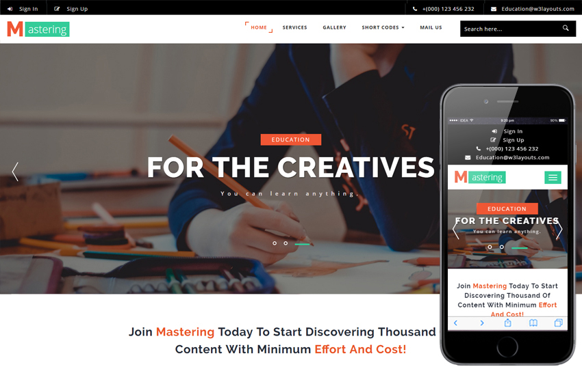 Emphasize an Education Category Bootstrap Responsive Web Template