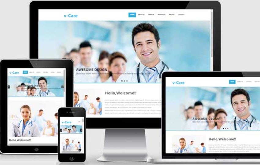 vCare free hospital website Template