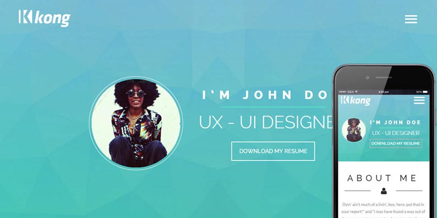 Kong – Free Responsive Personal Portfolio Website Template