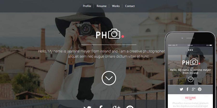 PH CV a Photographers Portfolio Website Template PH CV a Photographers Portfolio Website Template