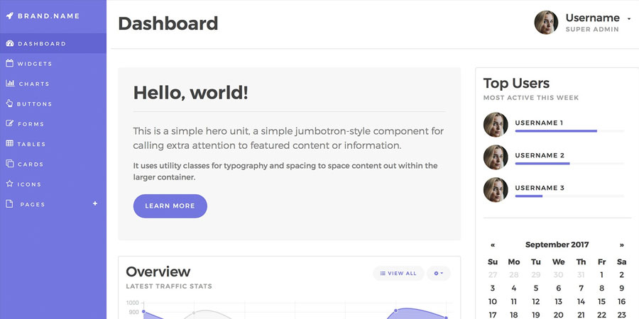 Bootstrap 4 Admin Dashboard Template