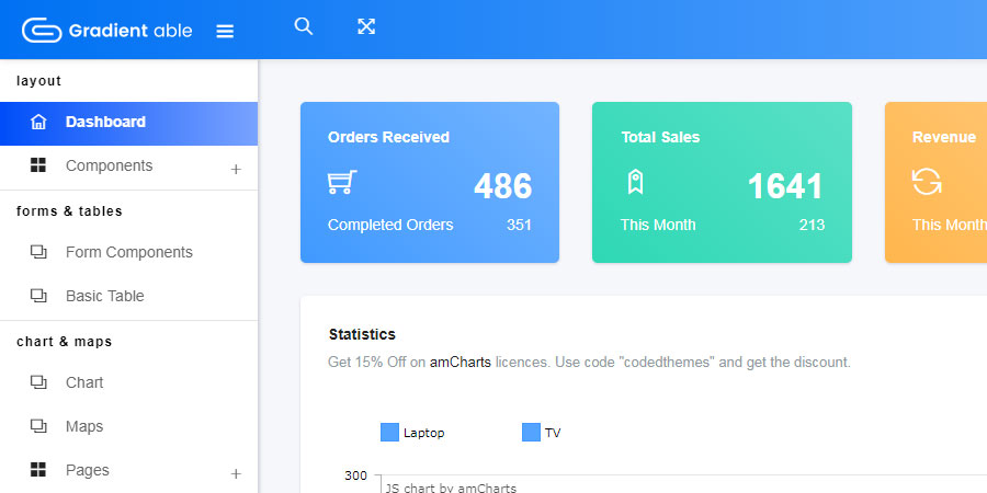 Gradient Able Lite Free Bootstrap Admin Template