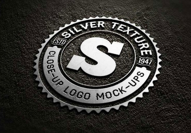 Silver Close Up Free Logo MockUp