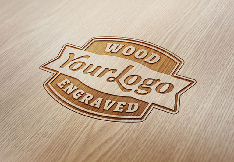 Wood Engraved Logo MockUp