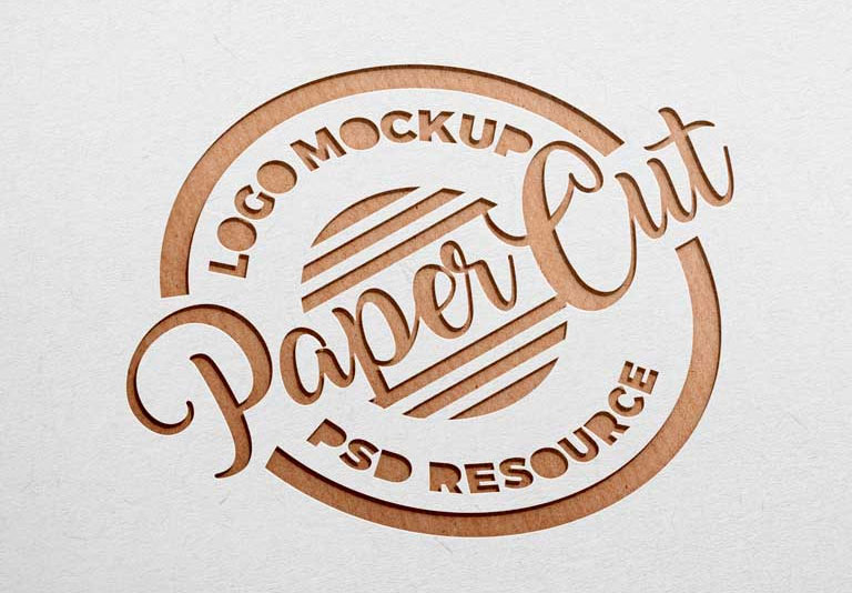 Paper Sheet Cutout Effect Logo Mockup