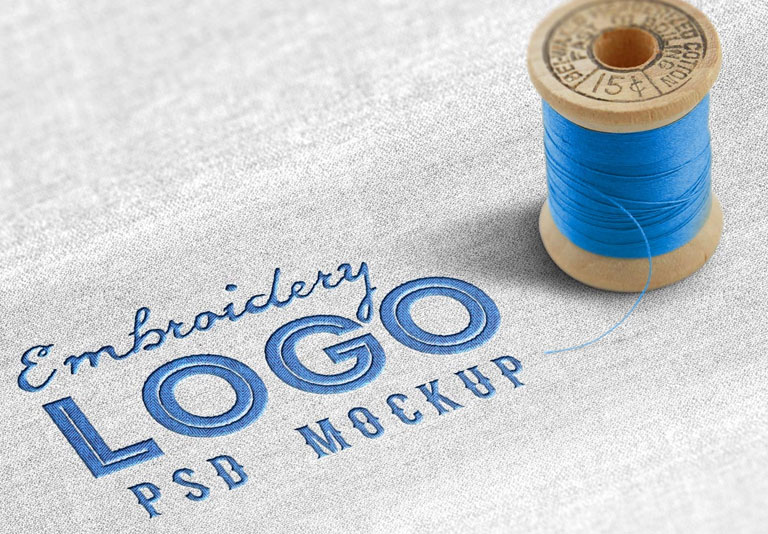 Cloth Fabric Embroidery Logo Mockup