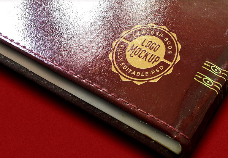 Vintage Leather Book Logo Mockup