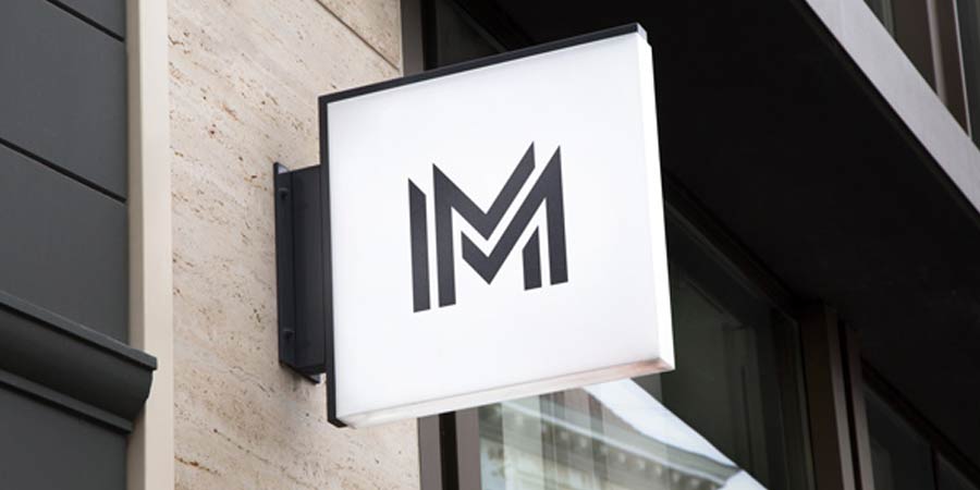 Hanging Wall Sign MockUp