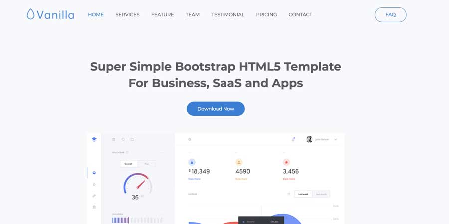 Vanilla One Page HTML Template