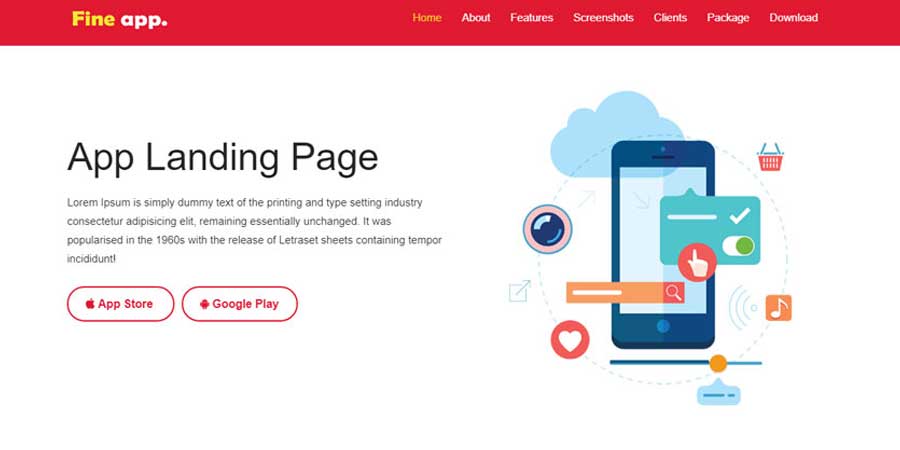 Fine Best App Landing Page Free Web Template