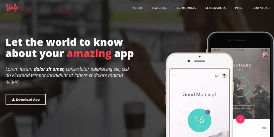 Yalp - App Landing Page