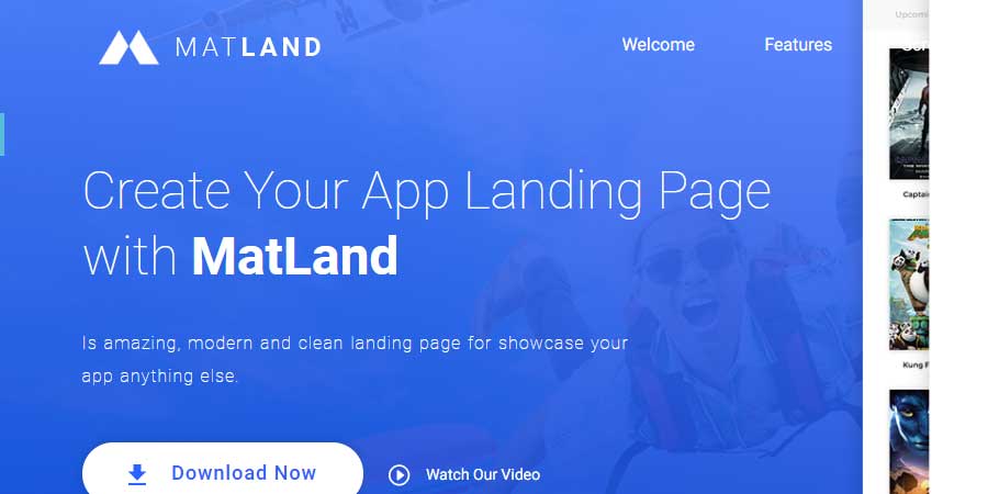 MatLand - HTML5 App Landing Page