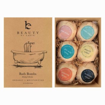 Bath Bombs, Organic & Natural 6 Relaxing Epsom Salt Soak Balls Gift Set in a Fizzy Bomb Pack