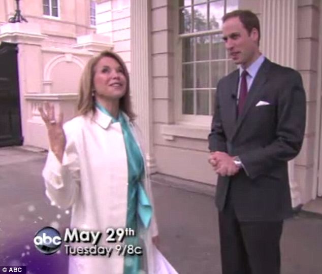 Close to home: Ms Couric met with Prince William both inside and outside of Buckingham Palace