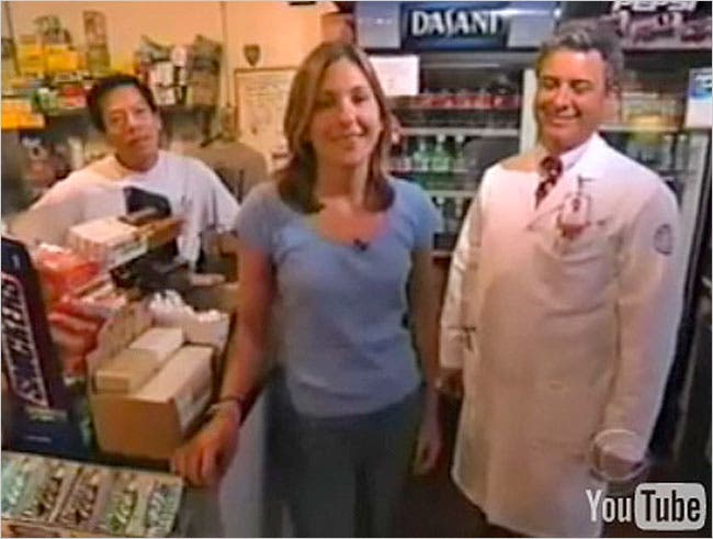 Stephanie Birkitt, center, in a frame grab of a skit that aired on "The Late Show With David Letterman" on Sept. 24, 2002.