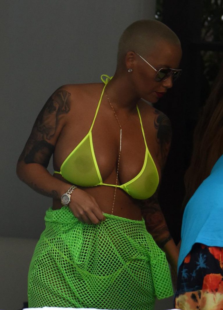 Amber Rose Nipples See Through Bikini Top