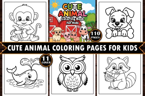 Cute Animal Coloring Book Cover with Barn and Animals