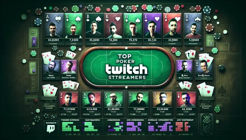'Top Poker Twitch Streamers - Rankings and Viewership'