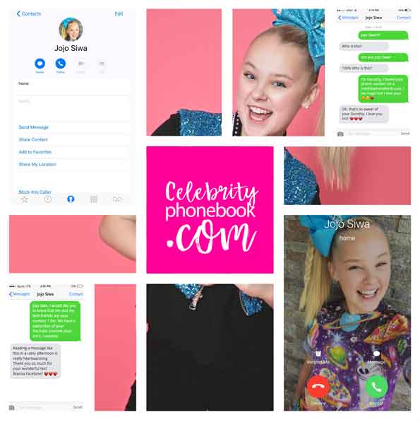 YouTube Celebrity Jojo Siwa phone number YouTube Celebrity Jojo Siwa phone number