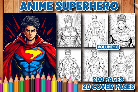 Anime Superhero Coloring Book Cover featuring dynamic characters and VOLUME - 3 text
