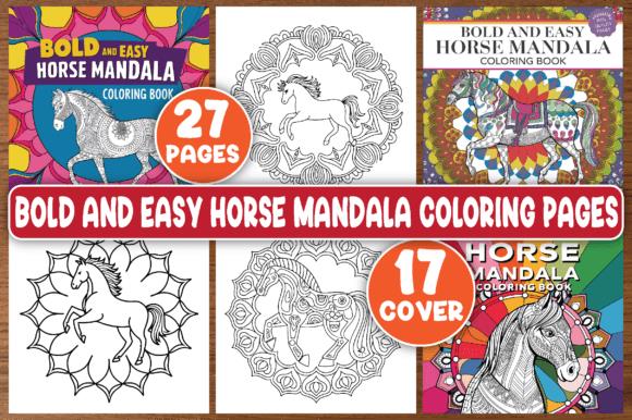 Horse Mandala Coloring Book Cover Collage