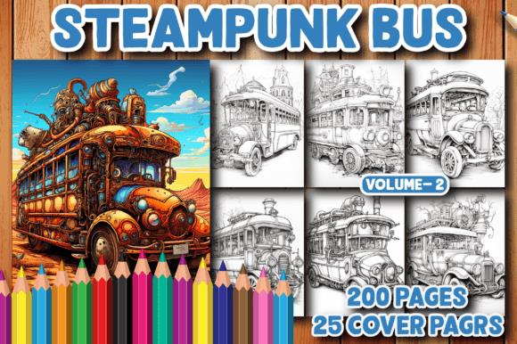Steampunk Bus Coloring Book Cover