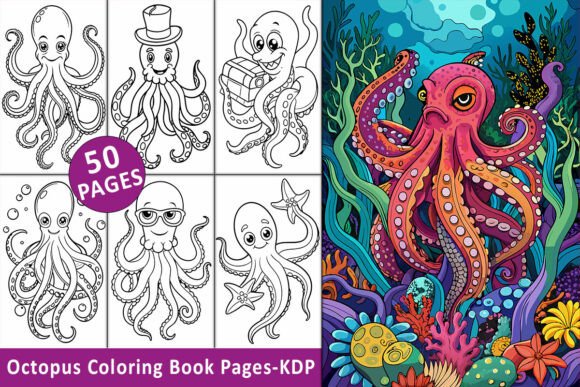 Underwater World: Coloring Pages with Corals and Octopuses