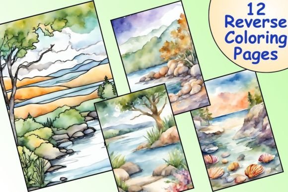 Landscape Reverse Coloring Pages Collage