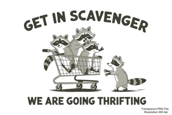 Funny raccoon thrifting illustration