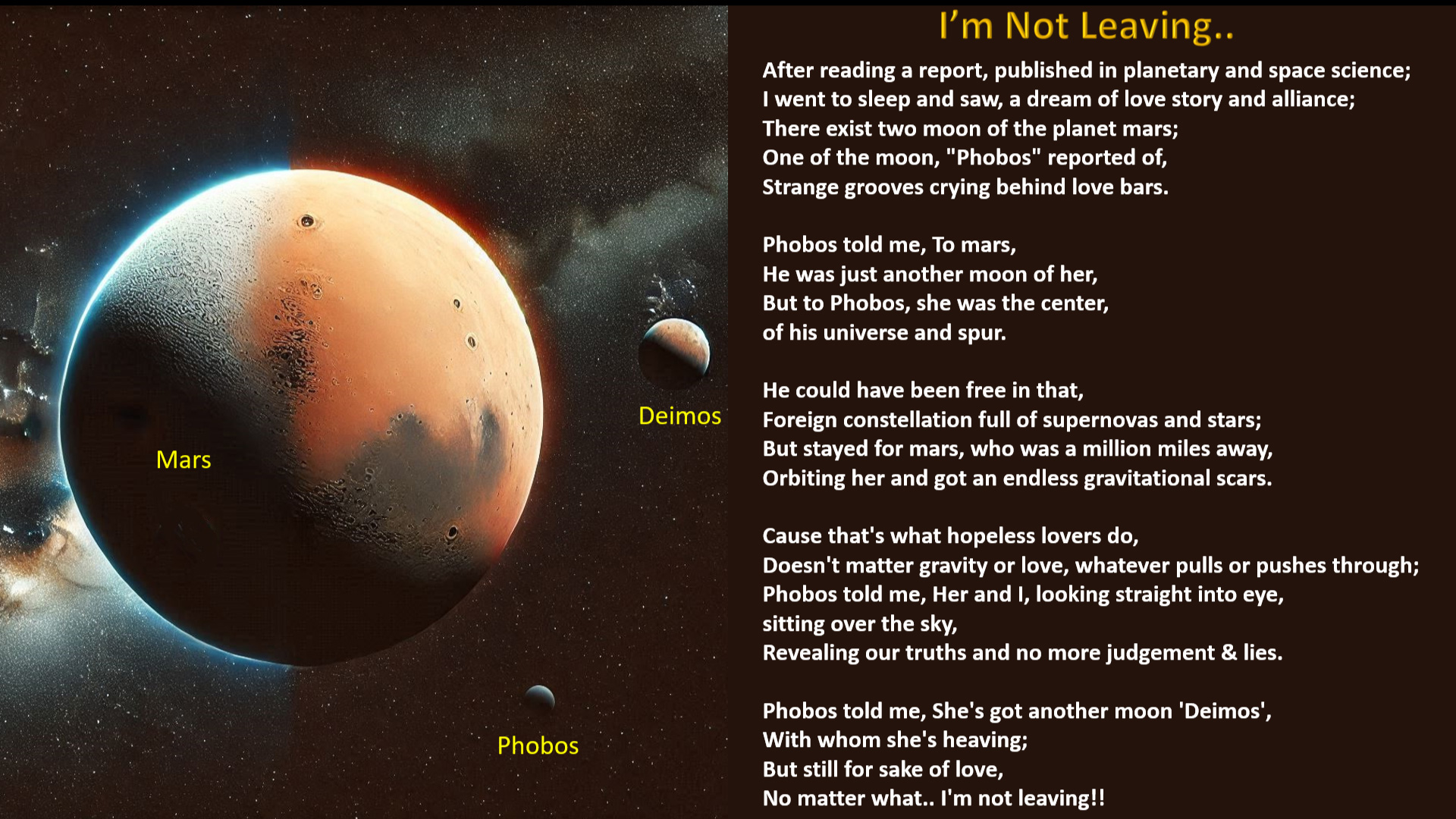 I'm Not Leaving.. (Fictional Poem)