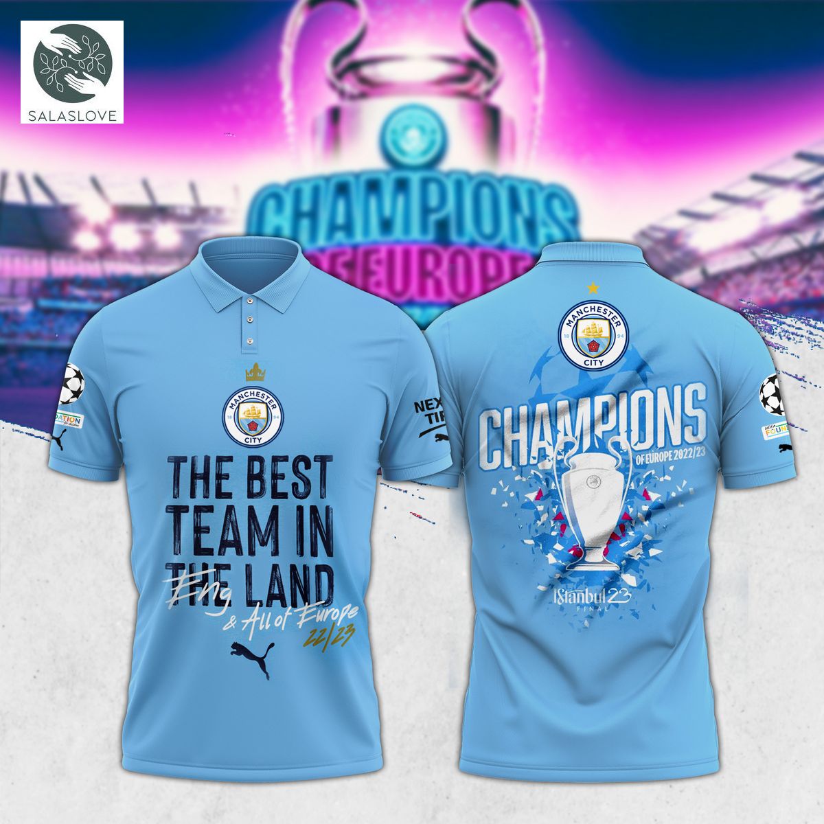 Manchester City UCL 22 23 Winners Polo Shirt TY30609