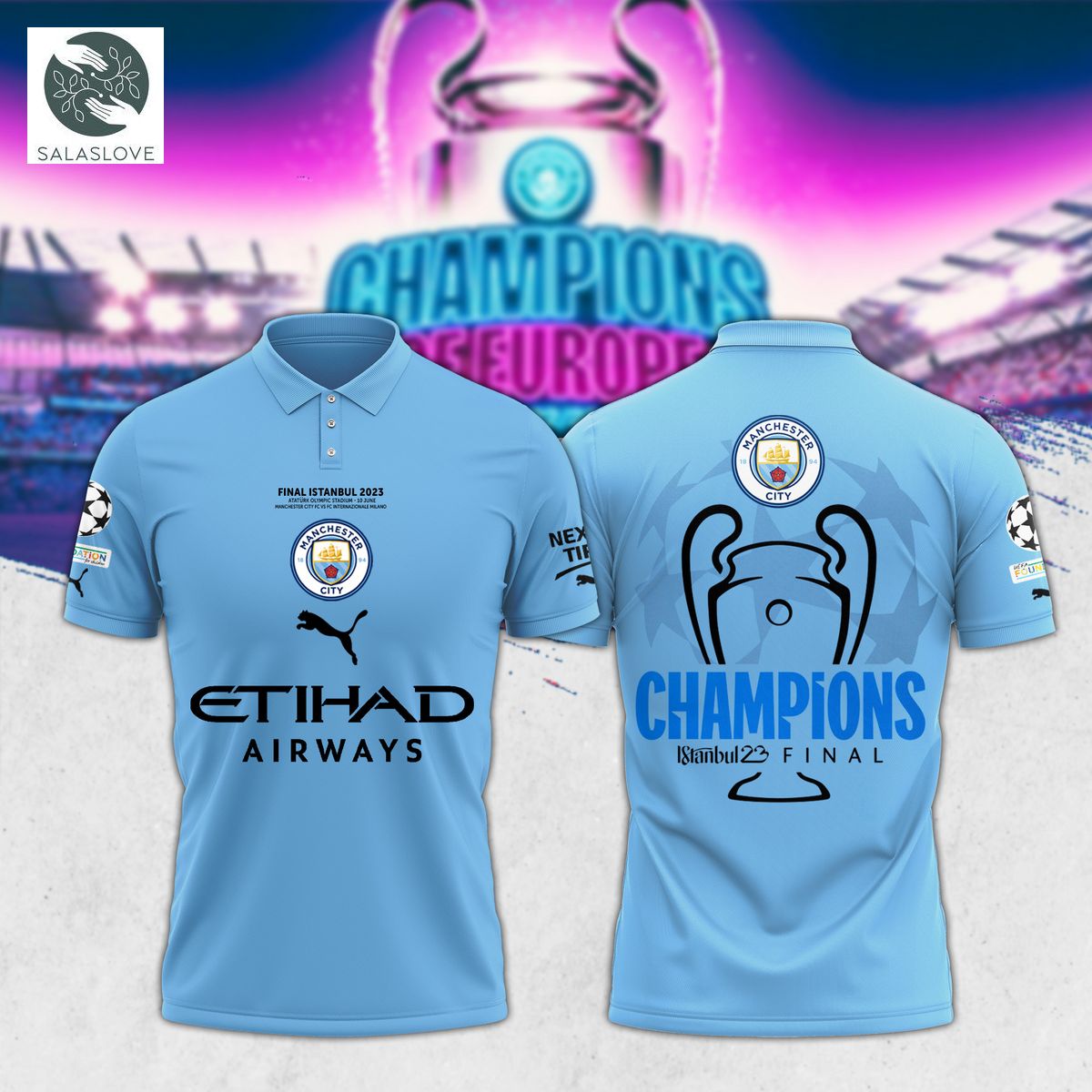 Manchester City UCL 22 23 Winners Polo Shirt TY30612