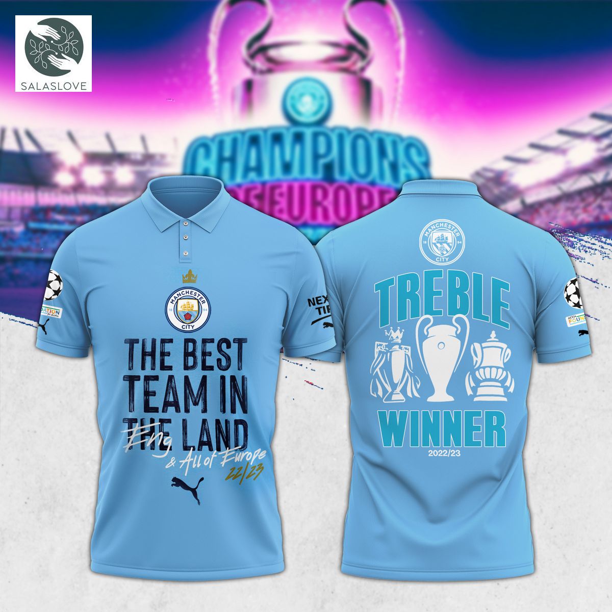 Manchester City UCL 22 23 Winners Polo Shirt TY30613