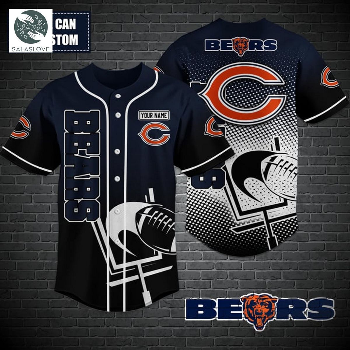 Chicago Bears NFL Baseball shirt Custom TY020703