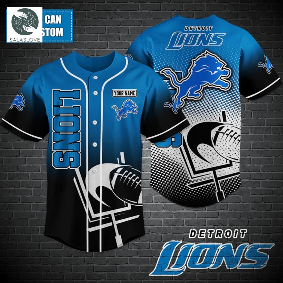 Detroit Lions NFL Baseball shirt Custom TY020704