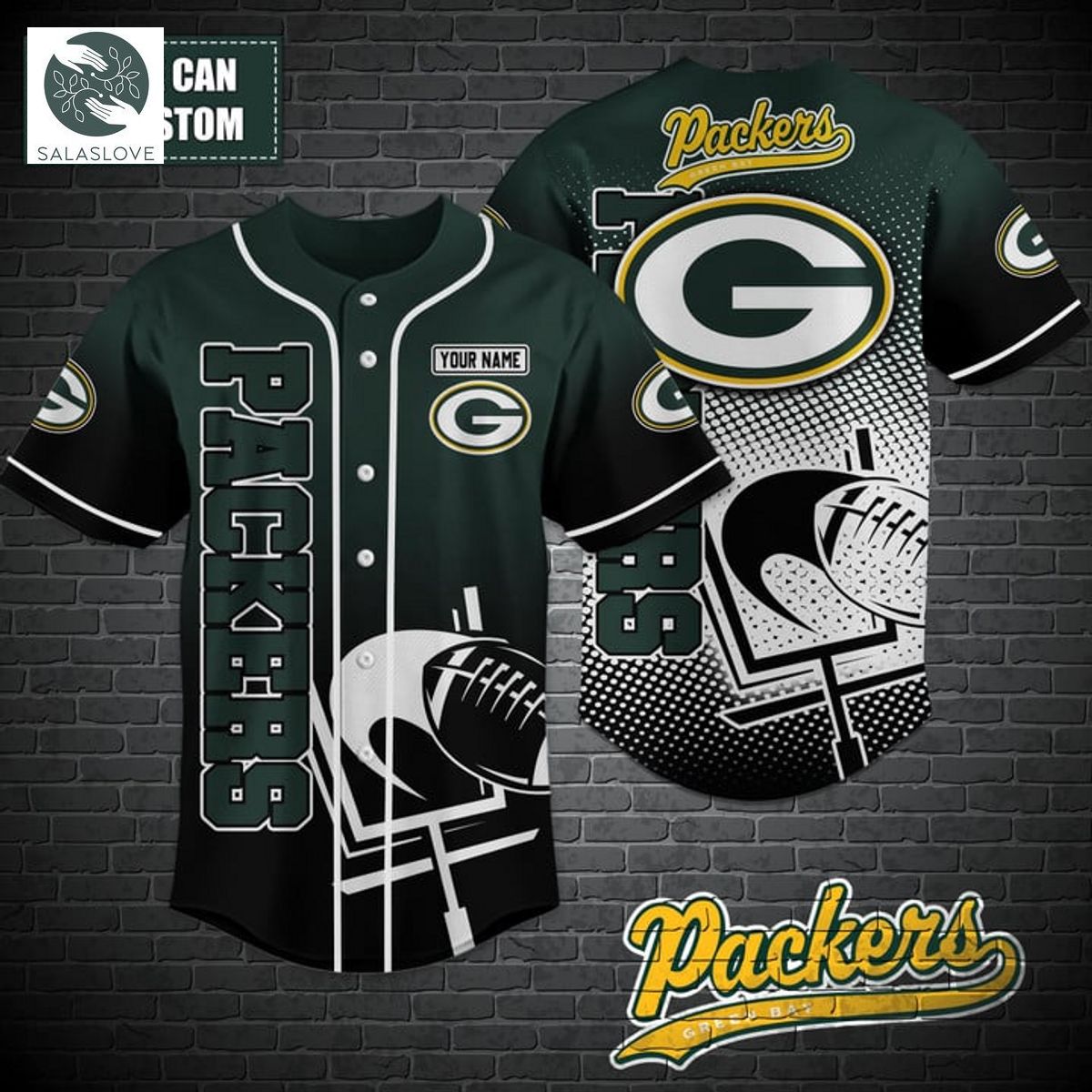 Green Bay Packers NFL Baseball shirt Custom TY020705