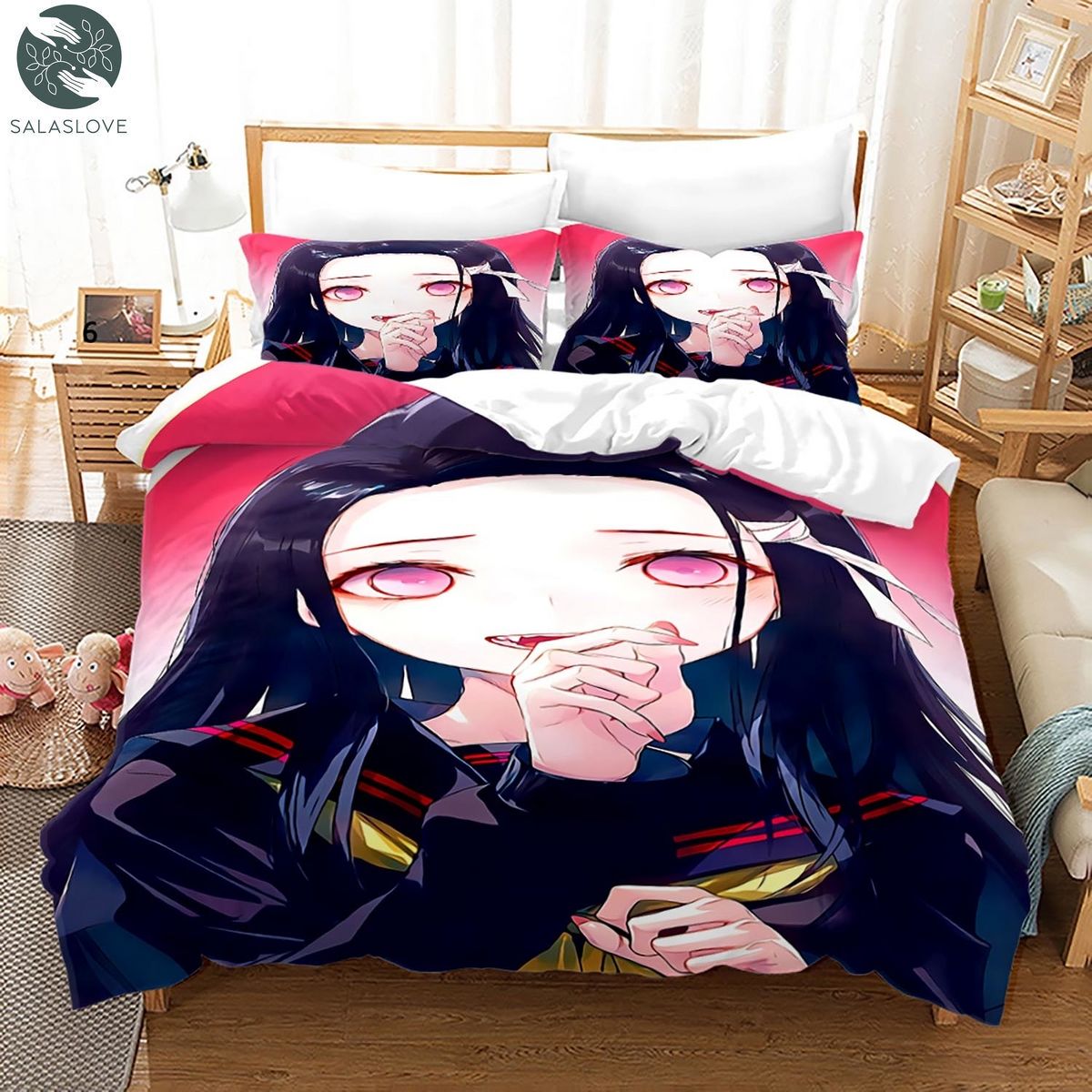 Nezuko Kamado Bedding Set Anime Demon Slayer Duvet Cover 3d Kids Girl Boys Gift TY8413