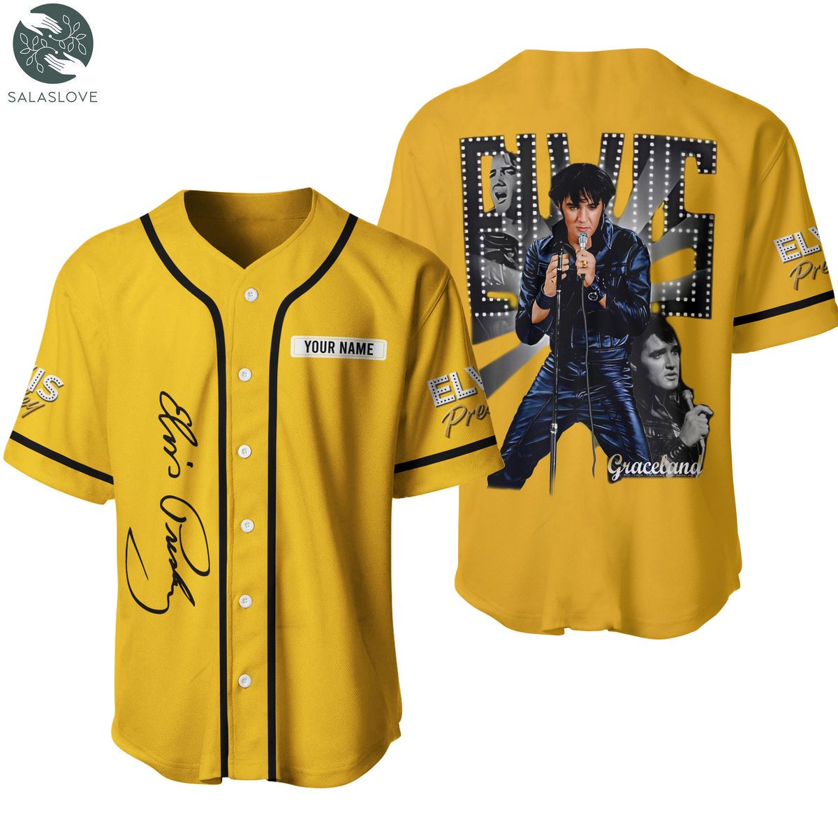 Elvis Presley Graceland Rock Yellow Baseball Jersey