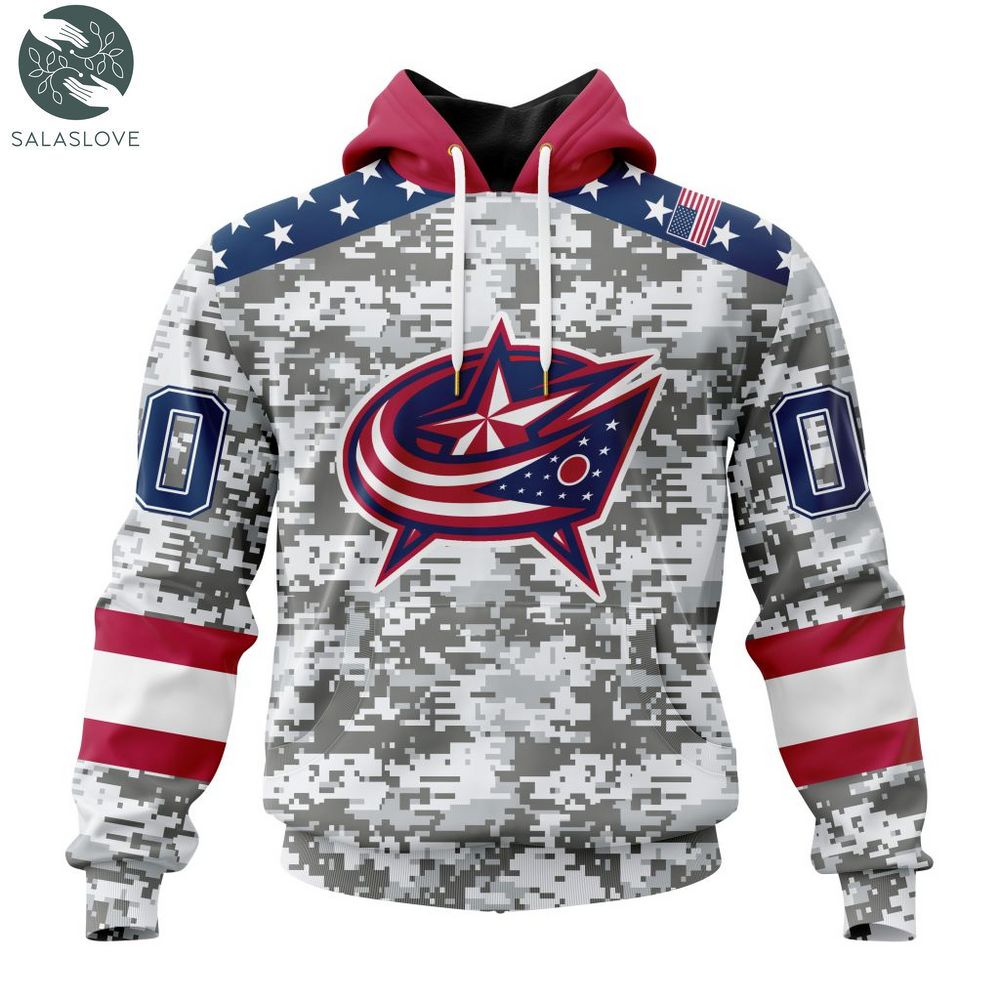 NHL Columbus Blue Jackets Special Camo Design For Veterans Day Hoodie