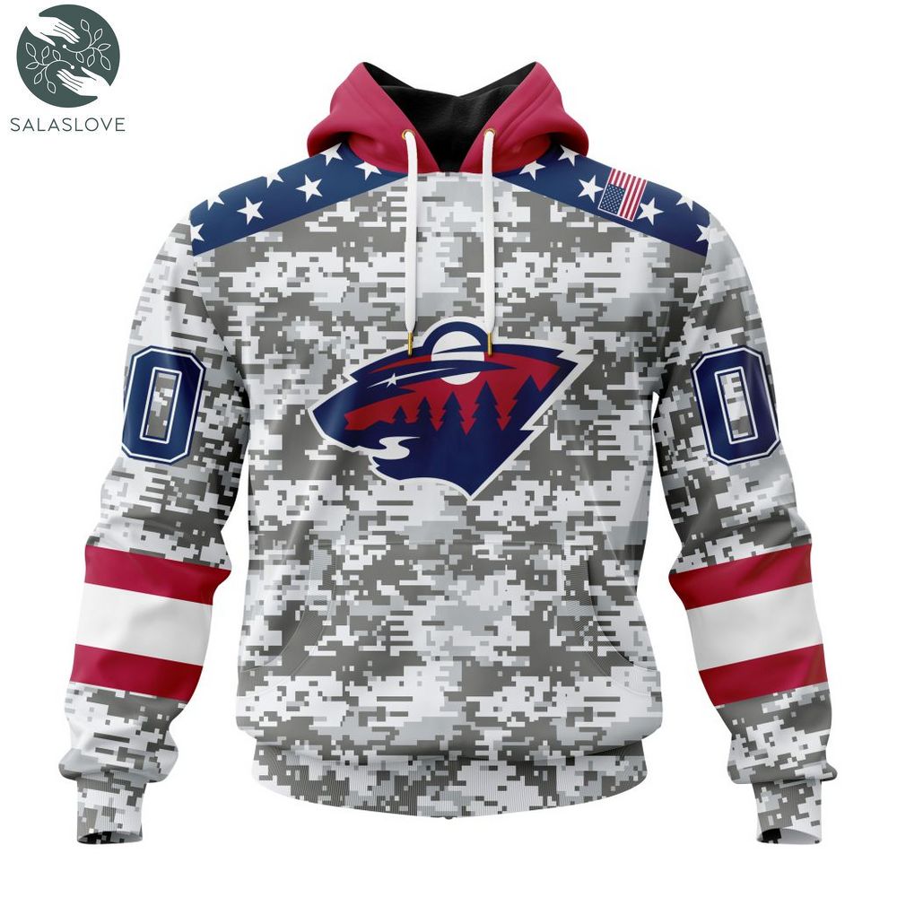 NHL Minnesota Wild Special Camo Design For Veterans Day Hoodie