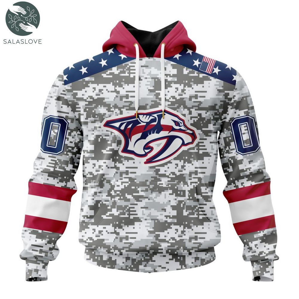 NHL Nashville Predators Special Camo Design For Veterans Day Hoodie