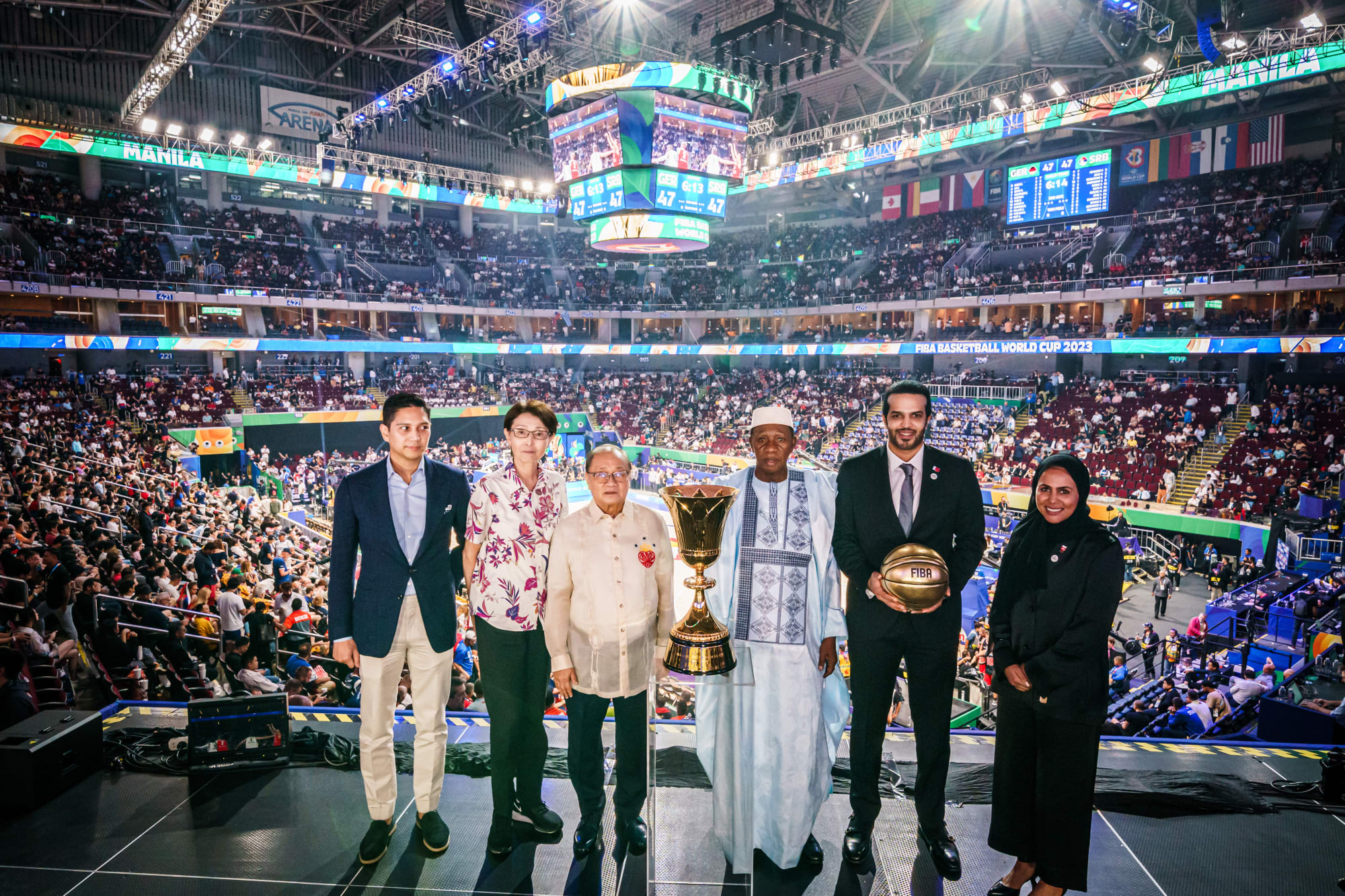 Ball passed to the FIBA Basketball World Cup 2027 in Qatar during special ceremony in Manila
