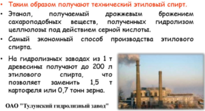 Получение гидролизного спирта