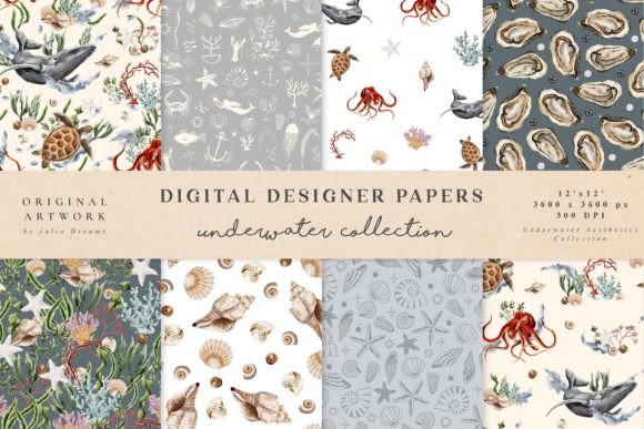 Underwater Seamless Patterns Digital Papers