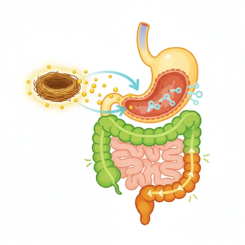 Sơ đồ minh họa Lysine kích thích enzyme tiêu hóa và tăng cường hấp thu dinh dưỡng trong đường ruột của trẻ.