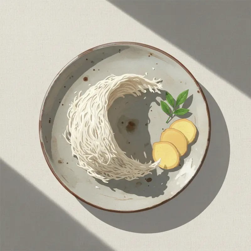 Hình ảnh tổ yến đảo và gừng, hai nguyên liệu chính trong món yến chưng gừng.