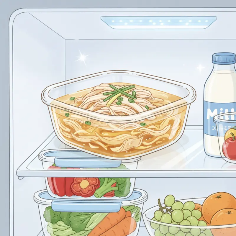 Súp yến sào được bảo quản trong hộp thủy tinh đậy kín trong tủ lạnh.