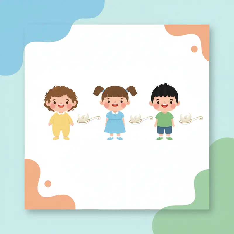 Biểu đồ liều lượng yến sào cho trẻ: một em bé 1-3 tuổi với muỗng yến nhỏ, một em bé 3-10 tuổi với muỗng yến lớn hơn một chút.